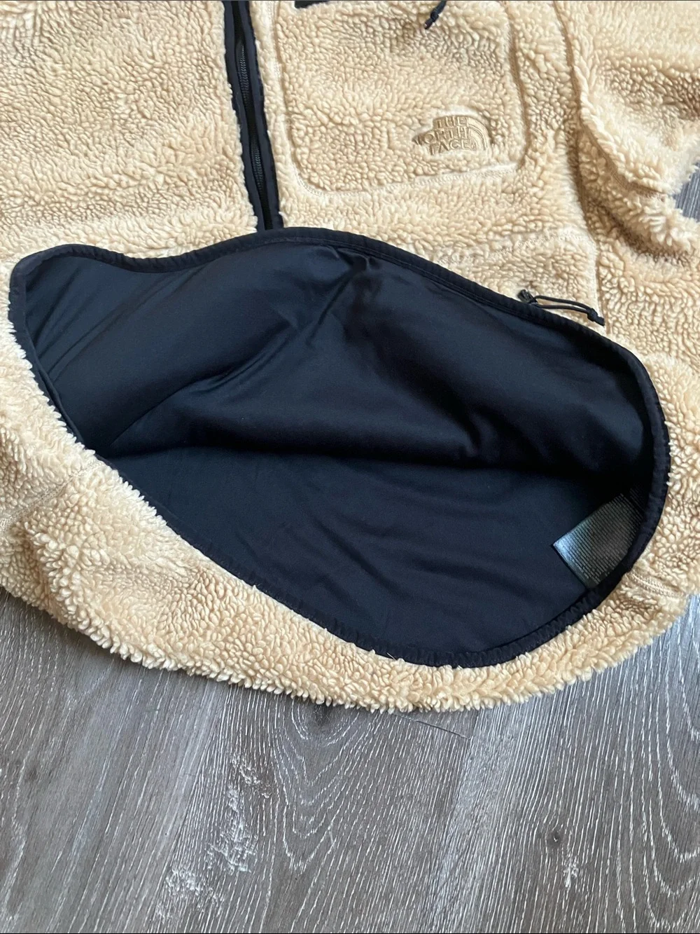 The North Face Extreme Pile Pullover in an almond butter/tan colorway
